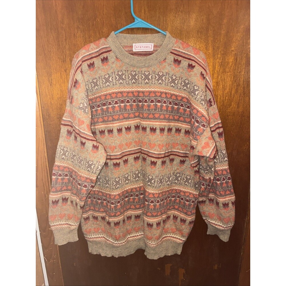Stefanel Fair Isle Brown Nordic Wool Blend Men’s Sweater Size XL?